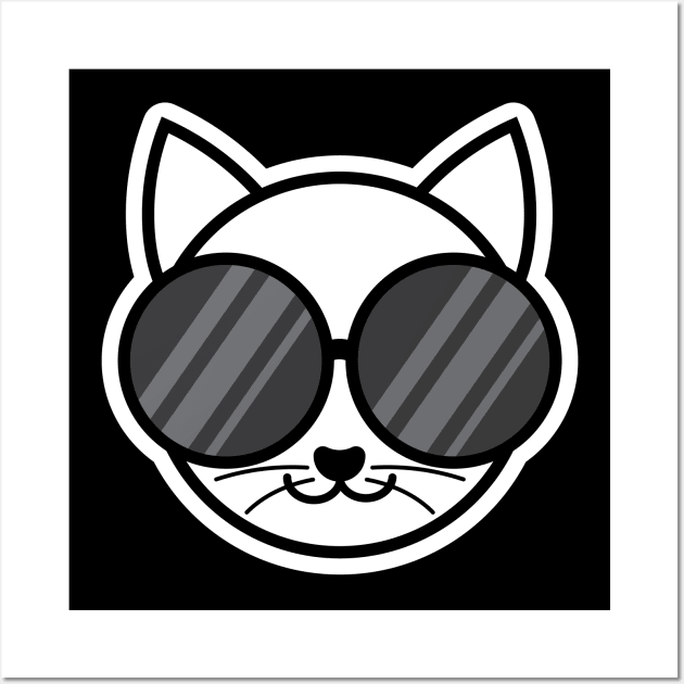 Cat Wearing Sunglasses | Black Wall Art by Wintre2